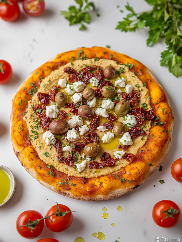 Die orientalische Hummus-Pizza